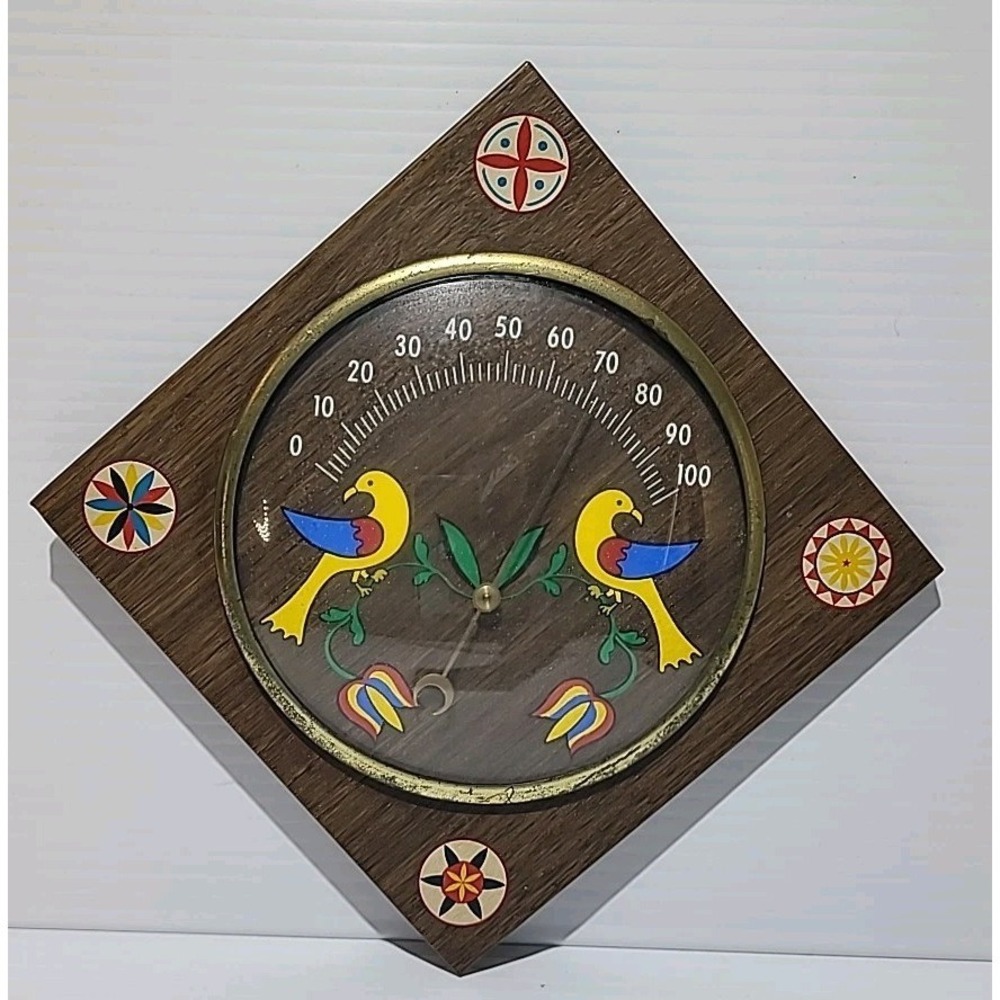 The Dutchman Rodan Creation 1969 MCM Dutch Folk Art Distelfink Wall Thermometer